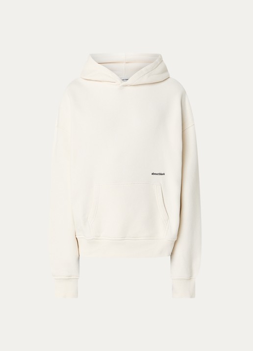 about:blank Box hoodie met logoprint - voorkant gebroken wit