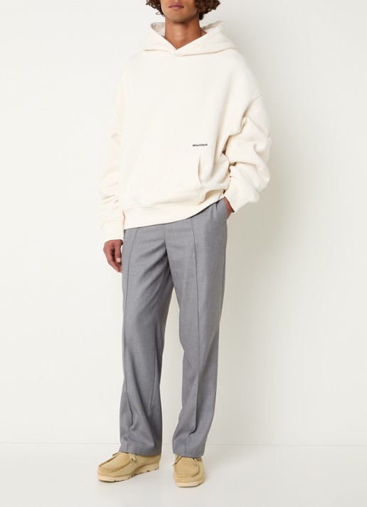 about:blank Box hoodie met logoprint - voorkant 2 gebroken wit
