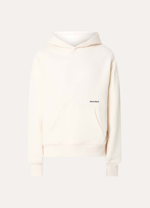 about:blank Box hoodie met logoprint - voorkant 4 creme