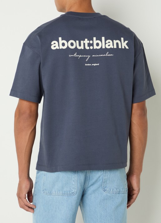 about:blank Box T-shirt met logo- en backprint - detail 4 blauwgrijs