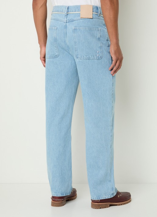about:blank Loose fit jeans met strikceintuur en lichte wassing - achterkant indigo
