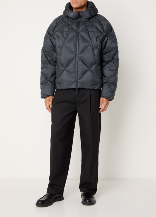 about:blank Puffer jack met donsvulling en quilt patroon - voorkant 3 antraciet