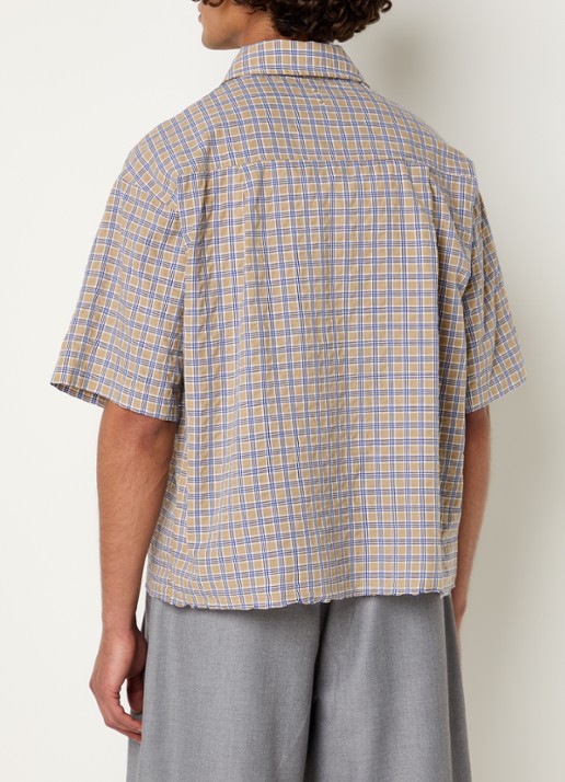 about:blank Regular fit overhemd met ruitdessin en logoborduring  - achterkant 2 taupe