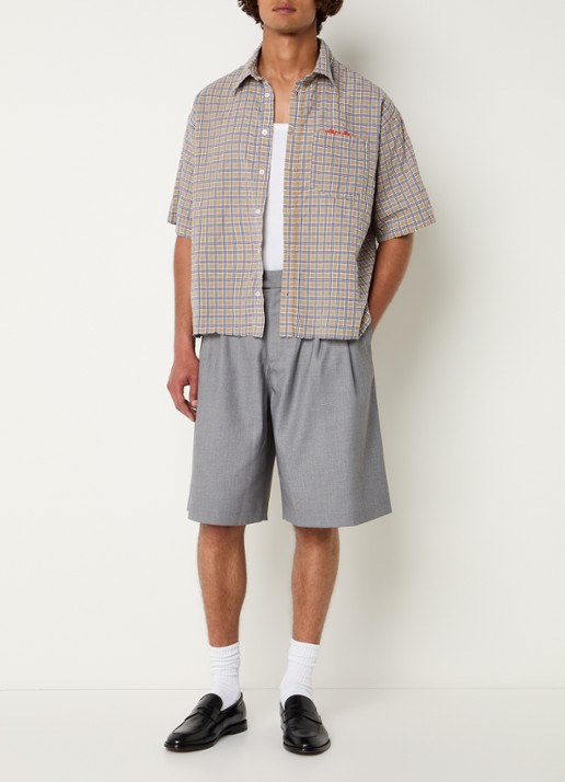 about:blank Regular fit overhemd met ruitdessin en logoborduring  - voorkant 4 taupe
