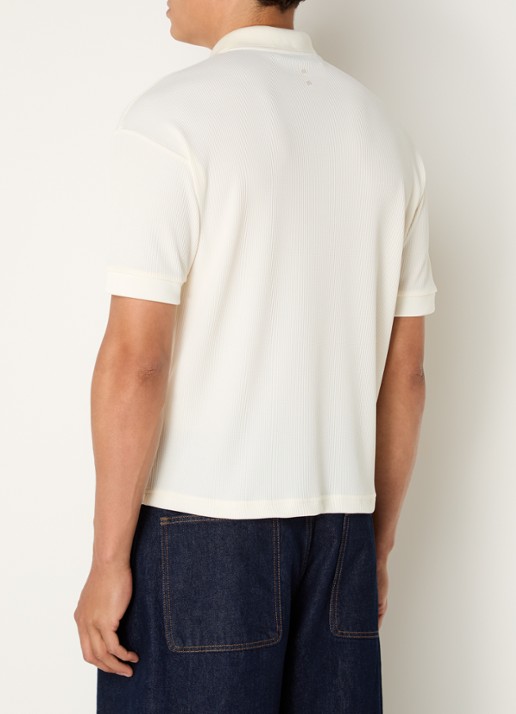 about:blank Script regular fit polo met logoborduring en structuur - achterkant 3 creme