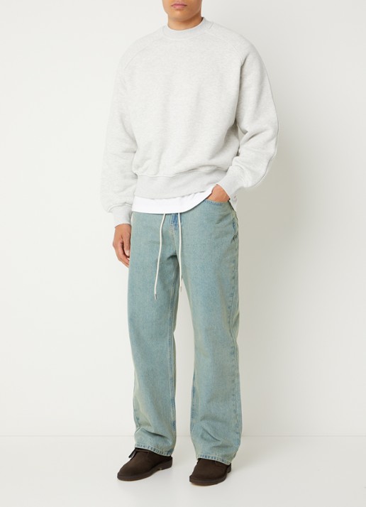 about:blank Straight leg jeans met gekleurde wassing - voorkant 5 blauwgrijs