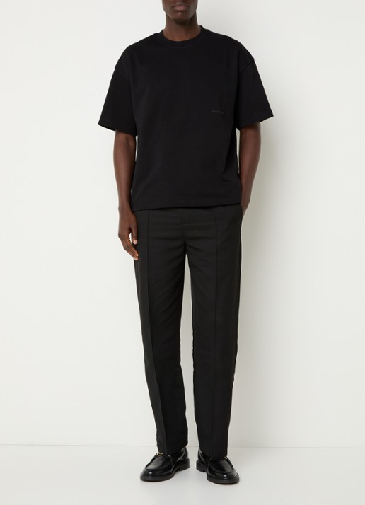 about:blank T-shirt met logo- en backprint - voorkant 6 zwart