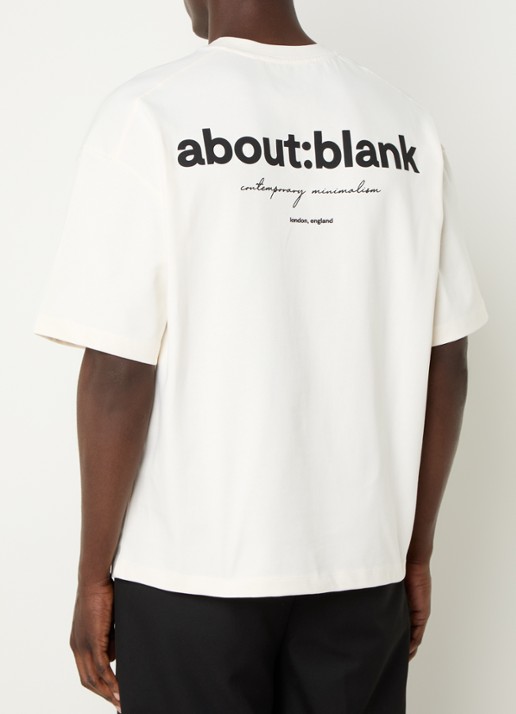about:blank T-shirt met logo- en backprint - detail 2 gebroken wit