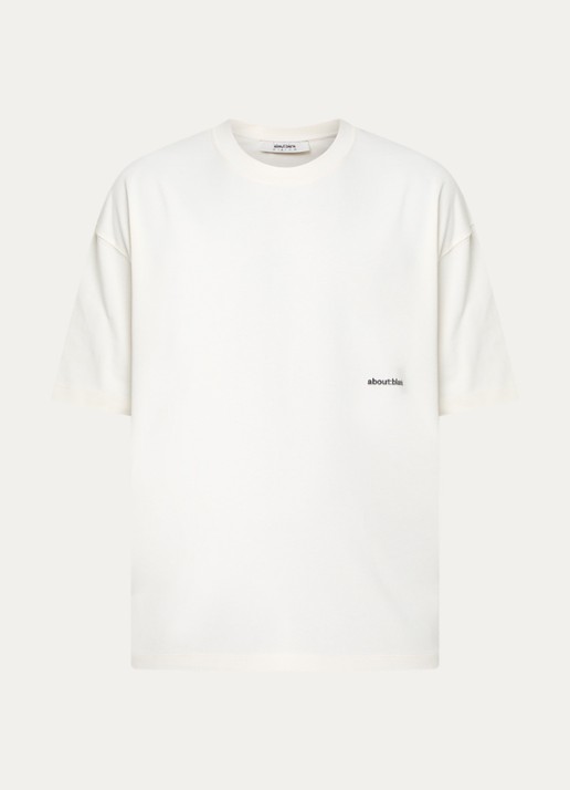 about:blank T-shirt met logo- en backprint - voorkant 3 gebroken wit