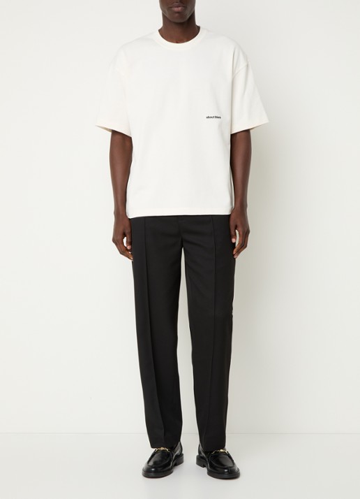 about:blank T-shirt met logo- en backprint - voorkant 4 gebroken wit