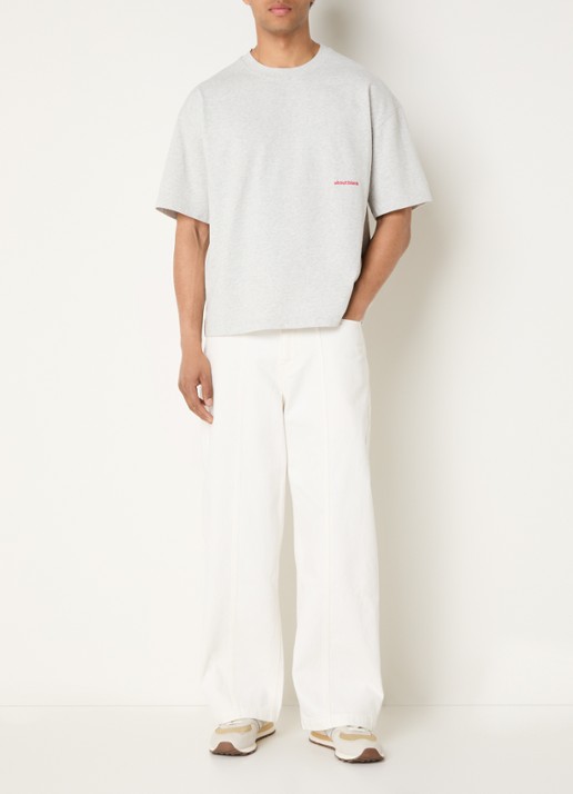 about:blank T-shirt met ronde hals - voorkant 2 grijsmele