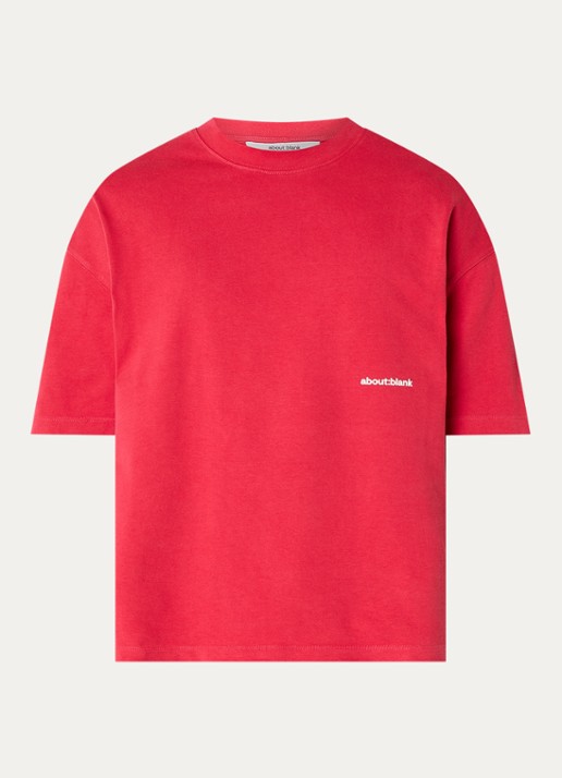about:blank T-shirt met ronde hals - voorkant 3 rood