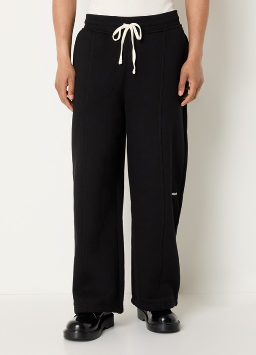 about:blank Wide fit broek met logo en steekzakken