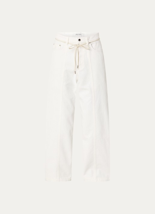 about:blank Wide fit jeans met gekleurde wassing en steekzakken - voorkant gebroken wit