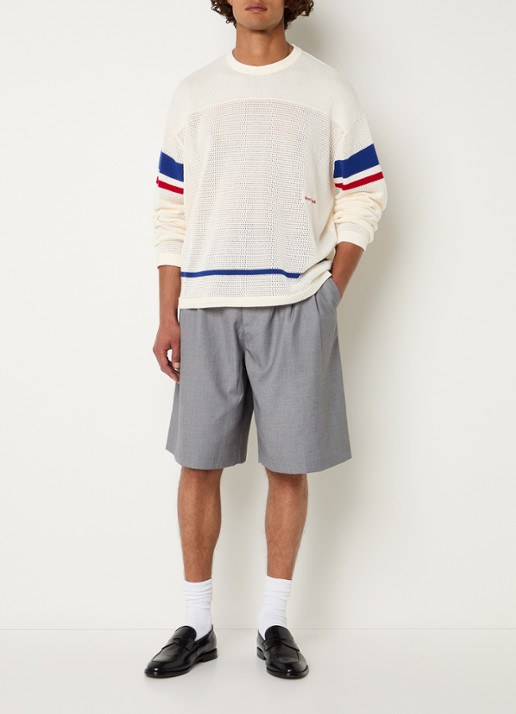 about:blank Wide fit korte broek met steekzakken  - voorkant 3 grijs