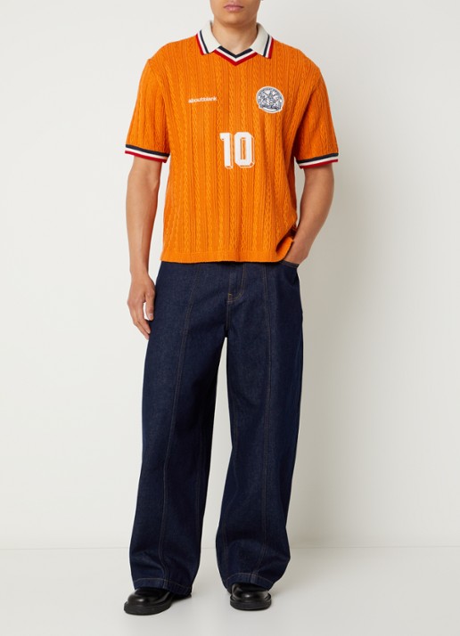about:blank Worldcup polo met print en structuur - voorkant 3 orange