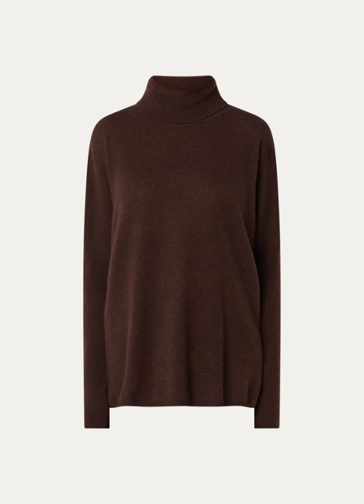 Absolut Cashmere. Clara fijngebreide trui van kasjmier met col - voorkant 3 roodbruin