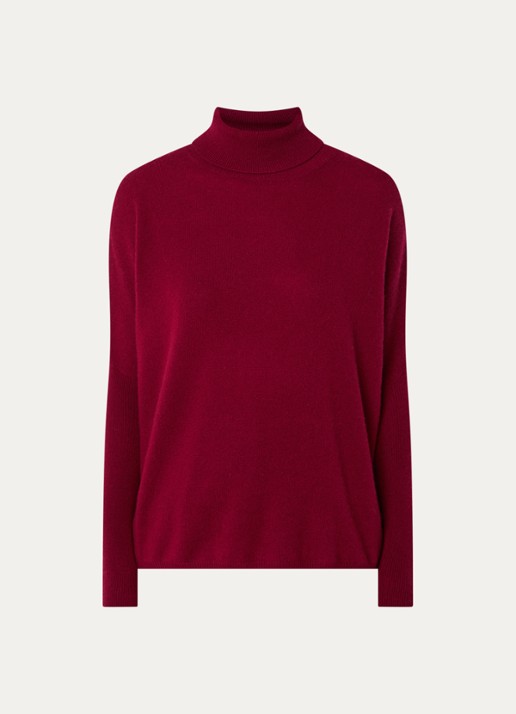 Absolut Cashmere. Fijngebreide trui van kasjmier met col - voorkant donkerrood