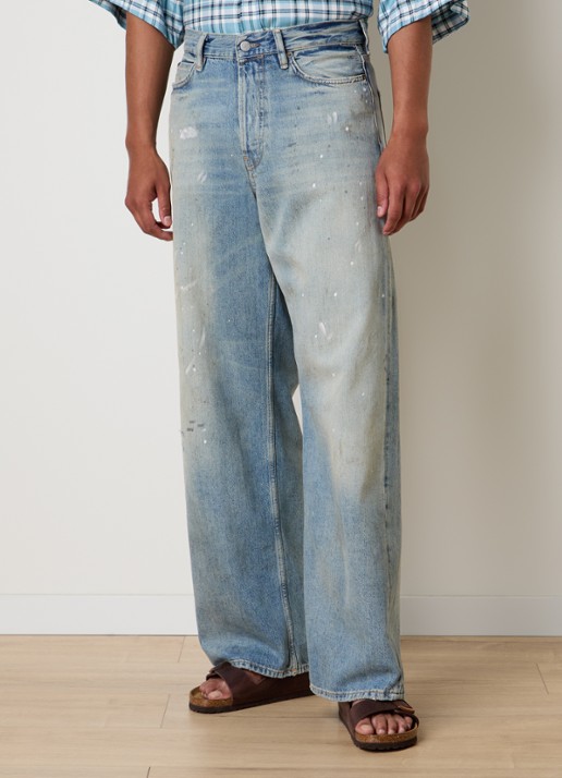 Acne Studios 1981 wide leg jeans met medium wassing - detail 4 indigo