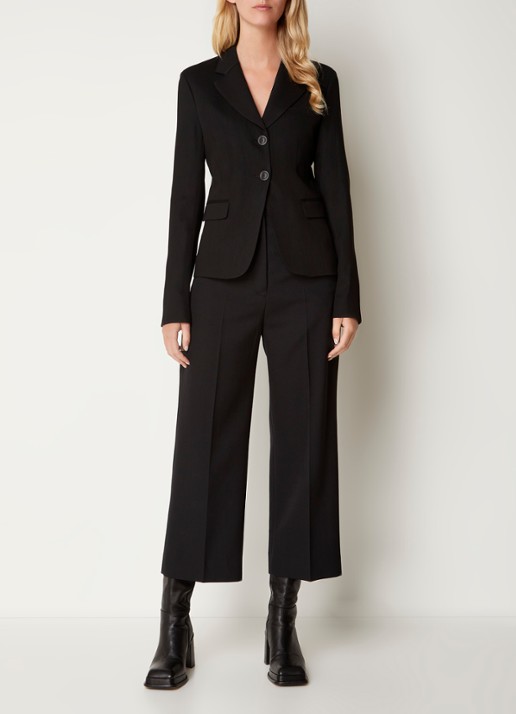 Acne Studios Blazer in wolblend met ribgebreid achterpand - voorkant 5 zwart