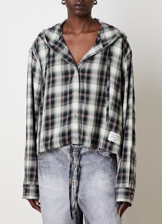 Acne Studios Blouse met ruitdessin en capuchon