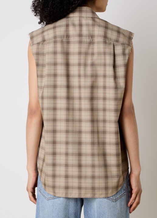 Acne Studios Blouse van wol met ruitdessin - achterkant 5 zand