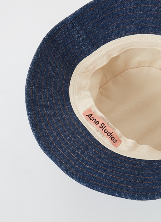 Acne Studios Bucket hoed van denim met logo - detail 3 indigo