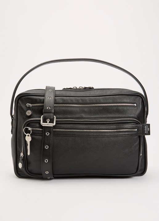 Acne Studios Camero schoudertas van kalfsleer - voorkant zwart