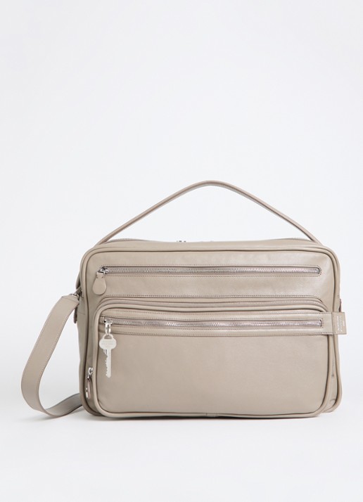 Acne Studios Camero schoudertas van kalfsleer - voorkant taupe