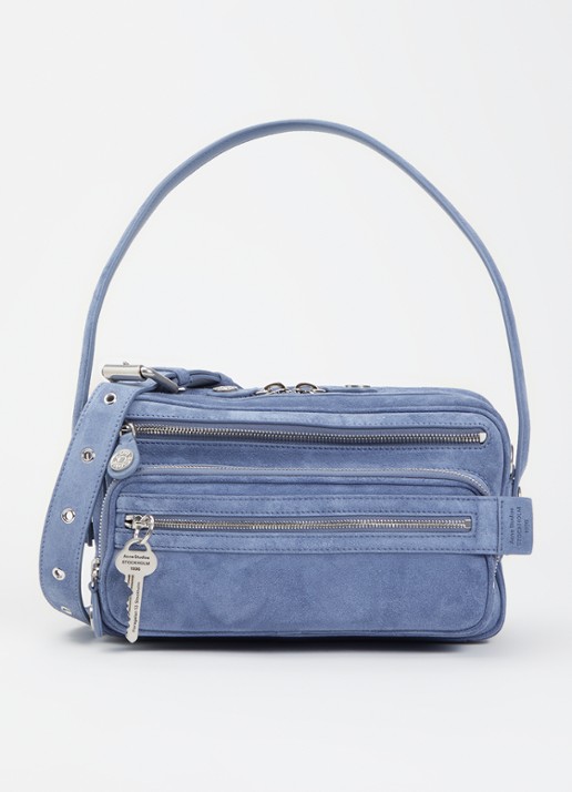 Acne Studios Camero schoudertas van suède met afneembare schouderriem
