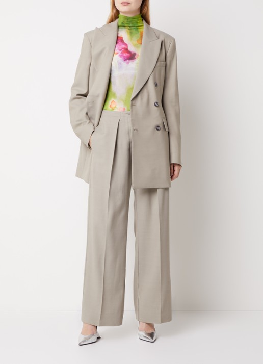 Acne Studios Double-breasted blazer in wolblend met klepzakken - voorkant 6 middengrijs