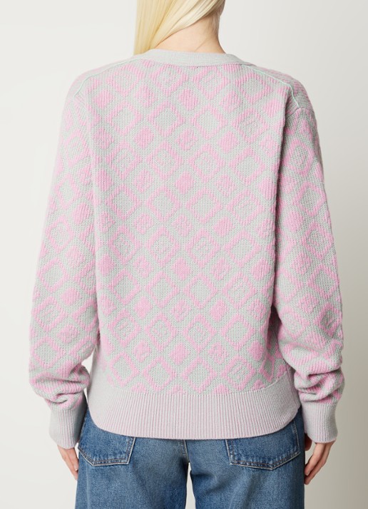 Acne Studios Fijngebreid vest in wolblend met ingebreid patroon - achterkant roze
