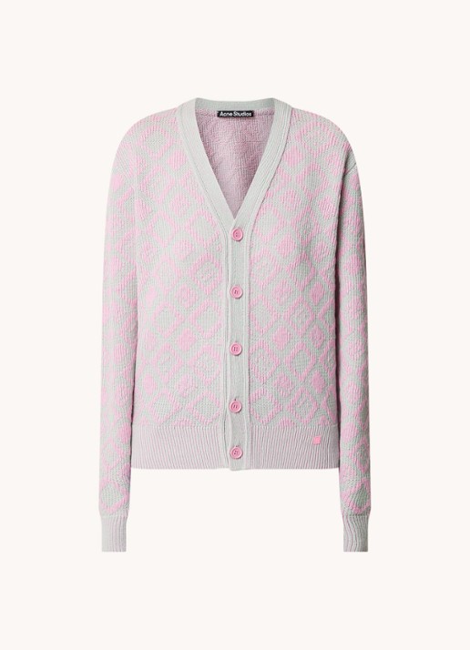 Acne Studios Fijngebreid vest in wolblend met ingebreid patroon - voorkant 4 roze