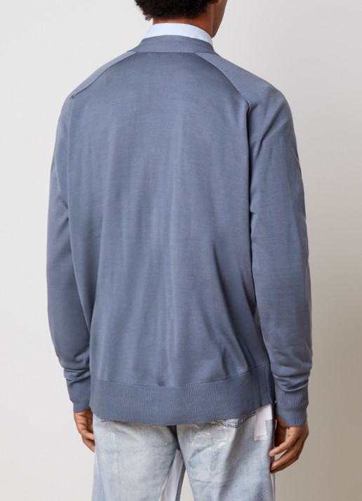 Acne Studios Fijngebreid vest van zijde met logoborduring - achterkant 3 blauwgrijs