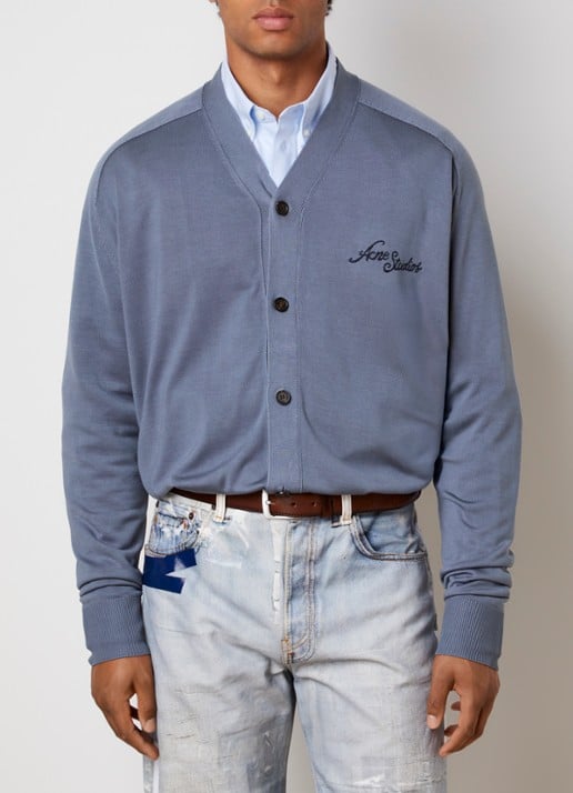 Acne Studios Fijngebreid vest van zijde met logoborduring