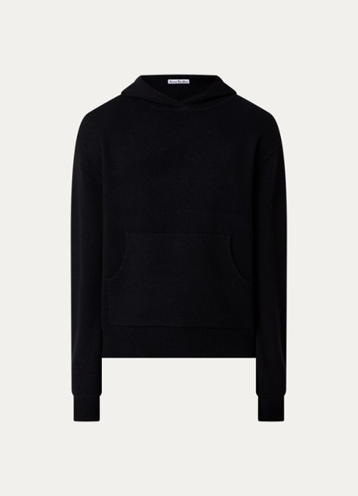 Acne Studios Fijngebreide hoodie in kasjmierblend - voorkant 2 zwart