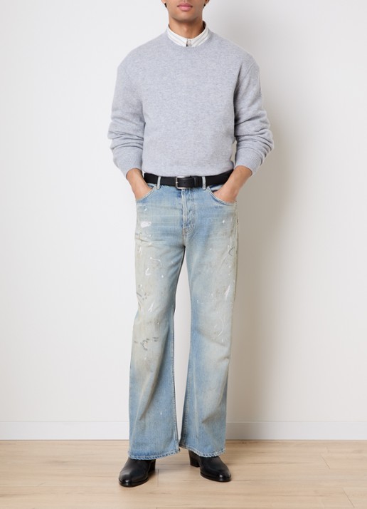 Acne Studios Fijngebreide trui in kasjmierblend - voorkant 3 grijsmele
