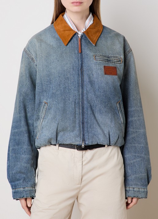 Acne Studios Gewatteerde spijkerjas met suède details - detail 4 blauw