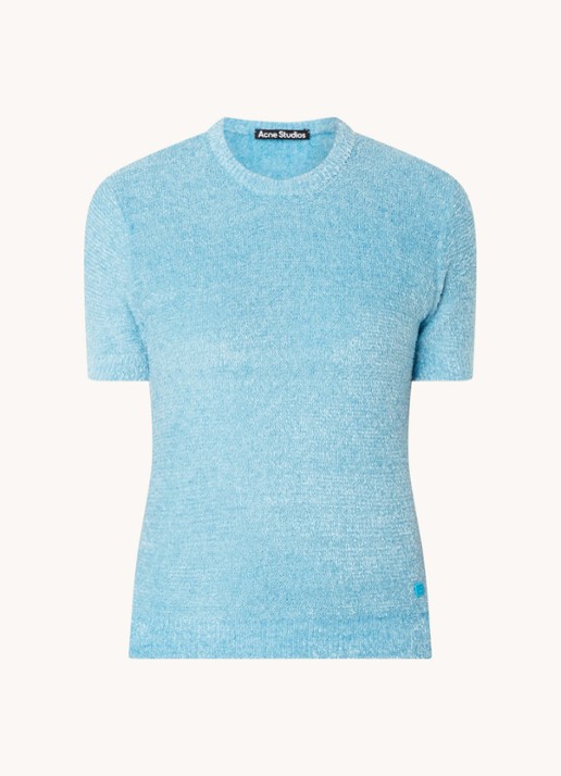 Acne Studios Grofgebreid T-shirt met stretch - voorkant 2 lichtblauw