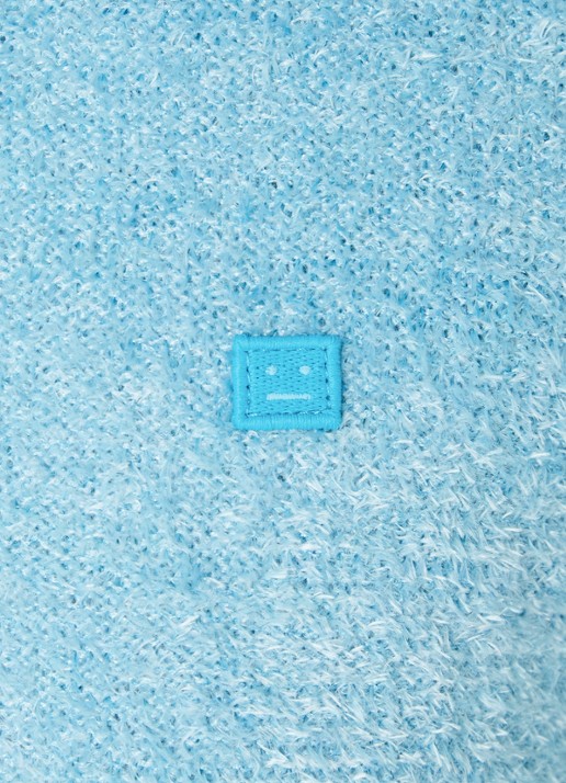 Acne Studios Grofgebreide trui met logo - detail 5 lichtblauw