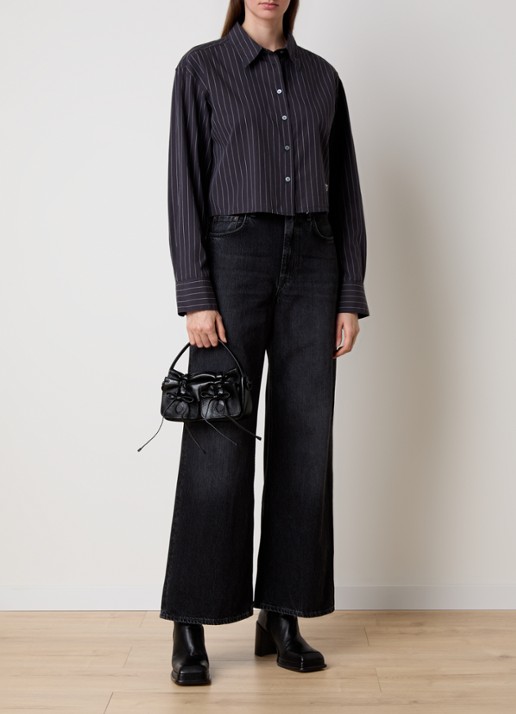 Acne Studios Handtas van kalfsleer met strikdetail - voorkant 2 zwart