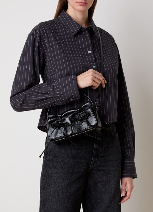 Acne Studios Handtas van kalfsleer met strikdetail - voorkant 3 zwart