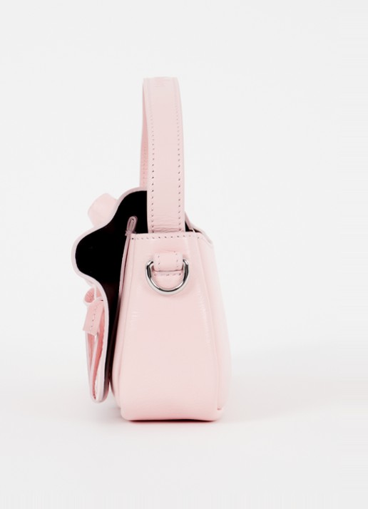 Acne Studios Handtas van kalfsleer met strikdetail - detail 6 lichtroze