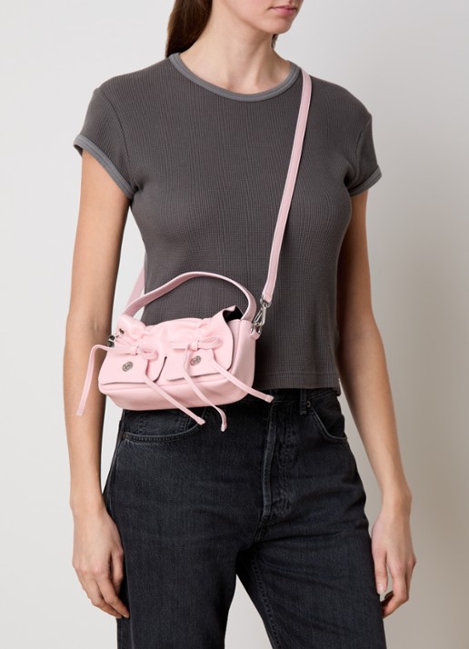 Acne Studios Handtas van kalfsleer met strikdetail - voorkant 2 lichtroze