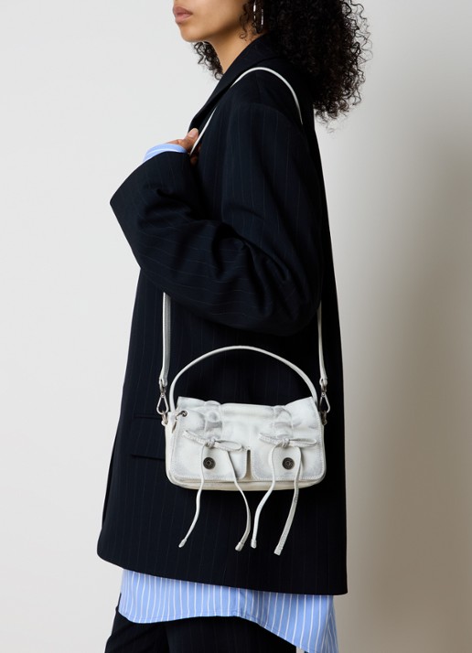 Acne Studios Handtas van leer met afneembare schouderriem - voorkant 7 gebroken wit