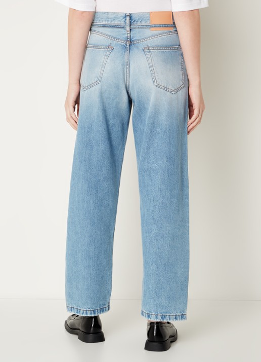 Acne Studios High waist loose fit jeans met lichte wassing en ceintuur - achterkant 6 indigo
