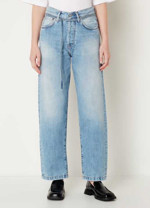 Acne Studios High waist loose fit jeans met lichte wassing en ceintuur - detail 3 indigo