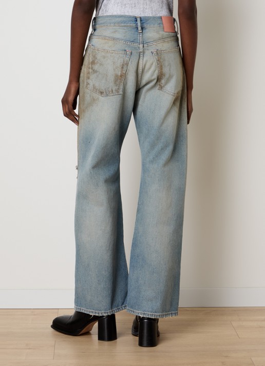 Acne Studios High waist straight leg jeans met destroyed afwerking - achterkant 6 blauw