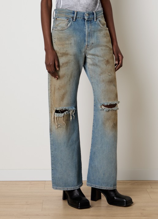 Acne Studios High waist straight leg jeans met destroyed afwerking