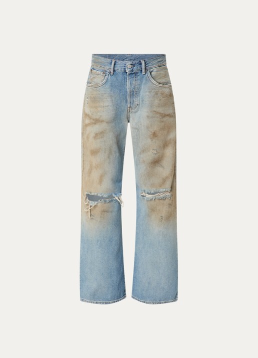 Acne Studios High waist straight leg jeans met destroyed afwerking - voorkant 4 blauw